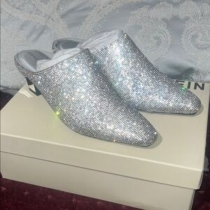 ANNE Klein Shimmering Silver Mules